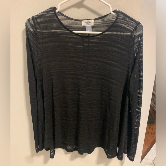 Old Navy Sheer Black Textured Long Sleeve Top - Size S - Picture 5 of 8